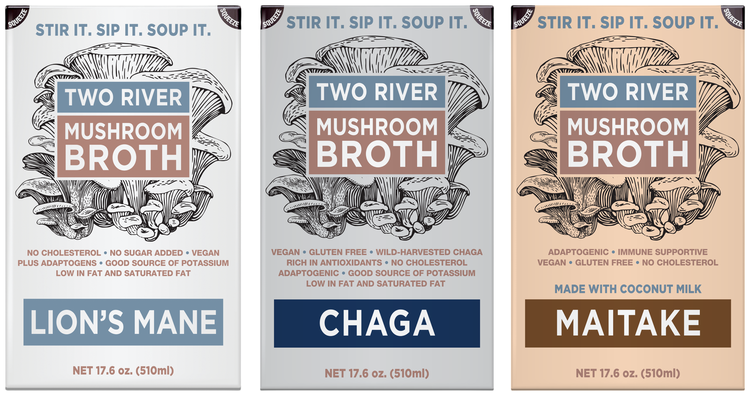 Two River Mushroom Broth — Lion’s Mane, Chaga, and Maitake
